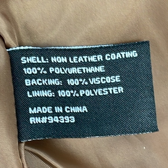 Coffee Shop Faux Leather Vegan Jacket Boho Moto Lace Up Ties Brown Sz L - Picture 14 of 14